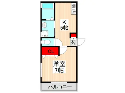 メゾンのびとめ(1K/2階)の間取り写真