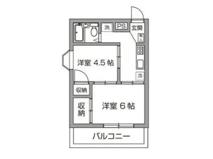 スカイハイツみゆき(2K/3階)の間取り写真