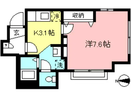 ソレイユ中野島B(1K/2階)の間取り写真