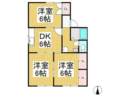 アイディル金子 A棟(3DK/1階)の間取り写真
