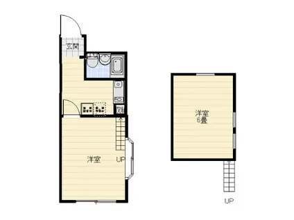 ミユキプレイス高崎下小鳥(1K/2階)の間取り写真