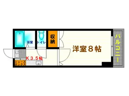 ボナハイツ川野(1K/3階)の間取り写真