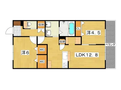 ベッラ ヴィスタ 香里(2LDK/2階)の間取り写真