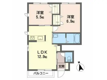 シャーメゾン・レイール A棟(2LDK/1階)の間取り写真