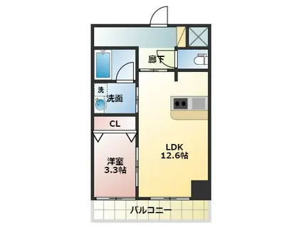 トレステーラ顕徳(1LDK/5階)の間取り写真