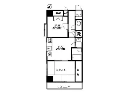 ハイネス文京本駒込(2DK/2階)の間取り写真