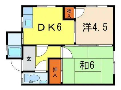 東芦屋ハイツ(2DK/1階)の間取り写真