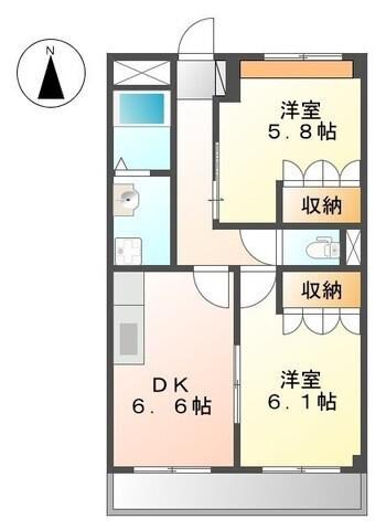 PRONITY COURT II(2DK/1階)の間取り写真