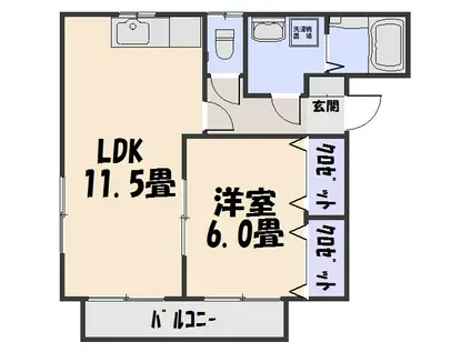 ラポールK(1LDK/1階)の間取り写真