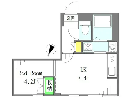 ラビス西新宿五丁目(1DK/3階)の間取り写真