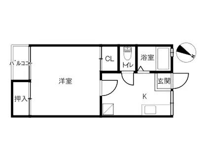 ハイツハリーI(1K/2階)の間取り写真