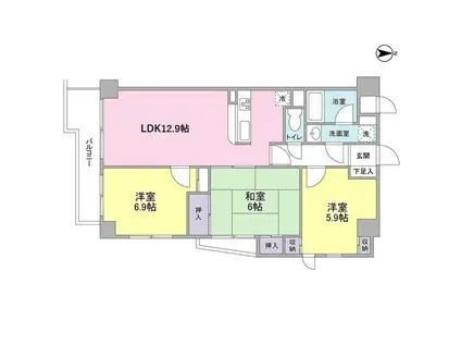 クレストコート(3LDK/4階)の間取り写真