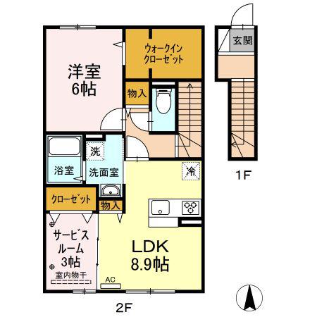 セジュール雅 A棟(1LDK/2階)の間取り写真