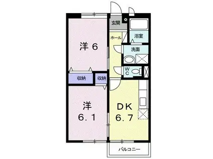 プラムヒル(2DK/2階)の間取り写真