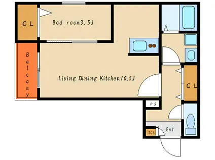 ジーメゾン明石魚住ベリアス(1LDK/1階)の間取り写真