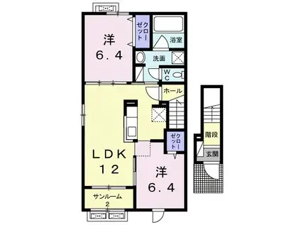 アイスムII(2LDK/2階)の間取り写真
