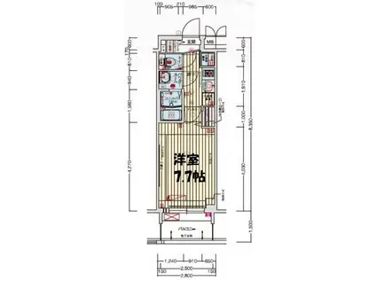 プレサンス谷町七丁目II(1K/3階)の間取り写真