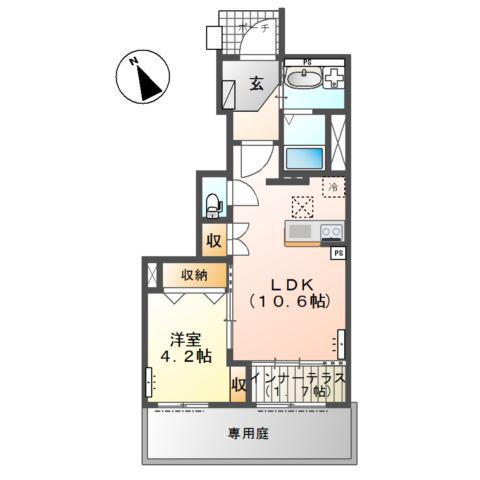 宇都宮市雀の宮アパート工事(1LDK/1階)の間取り写真