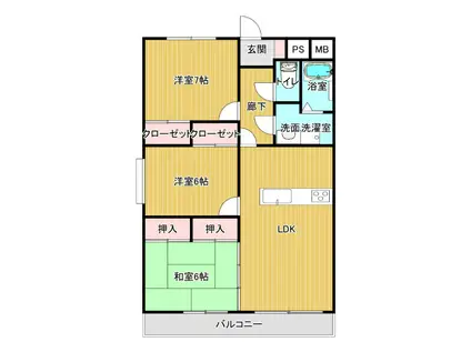 ケンシンビル(3LDK/3階)の間取り写真