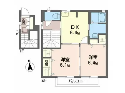 VIVREC(2DK/2階)の間取り写真