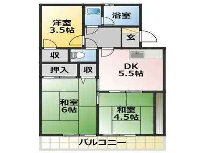 すみれハイツ(3DK/2階)の間取り写真