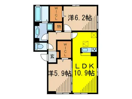 ソレイユ・ジン(2LDK/1階)の間取り写真