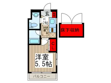 ピエタテール(1K/1階)の間取り写真