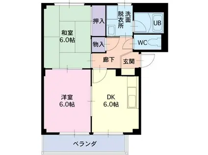 プルマリア60(2DK/2階)の間取り写真