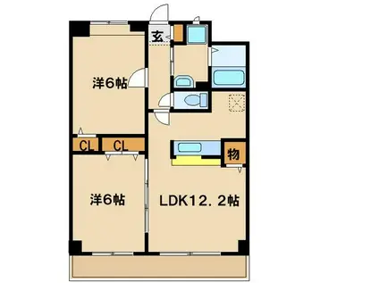 クラール青葉(2LDK/3階)の間取り写真