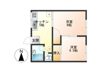 オパールハイツ(2K/2階)の間取り写真