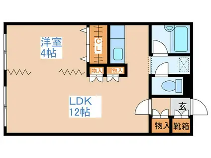 インターナショナルビル(1LDK/4階)の間取り写真