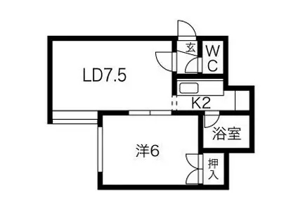 メロディーハウス(1LDK/1階)の間取り写真