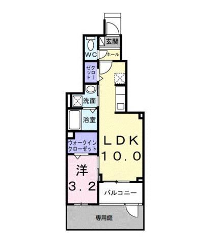 アンサードリーム加古川(1LDK/1階)の間取り写真