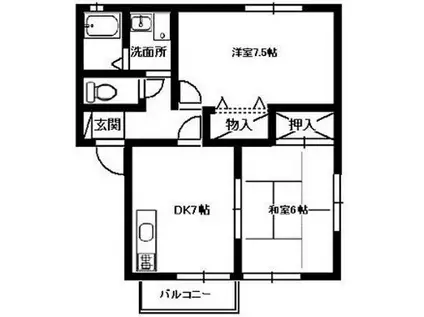 セジュールとまと(2DK/2階)の間取り写真