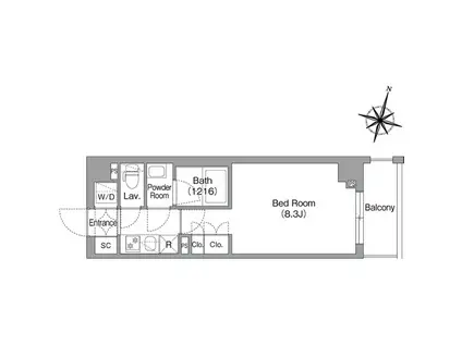 コンフォリア・リヴ南六郷(1K/2階)の間取り写真