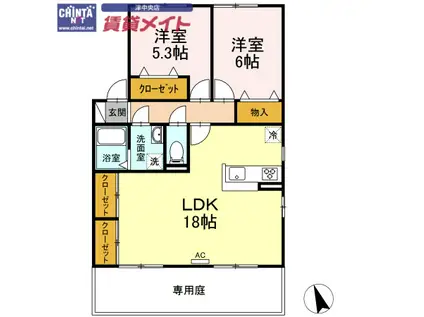 M・SQUARE(2LDK/1階)の間取り写真