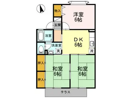 リバーサイド森町II(3DK/1階)の間取り写真