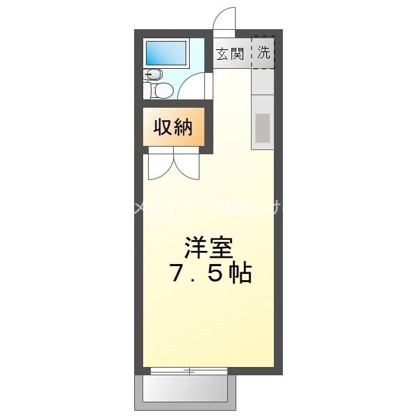 プリンスヒルB(ワンルーム/2階)の間取り写真