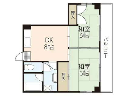 房尾本店楠木ビル(2DK/2階)の間取り写真