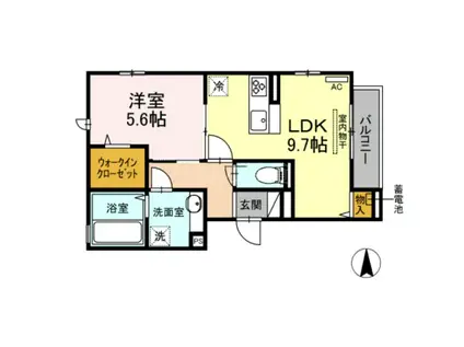 グリーングラス II(1LDK/2階)の間取り写真