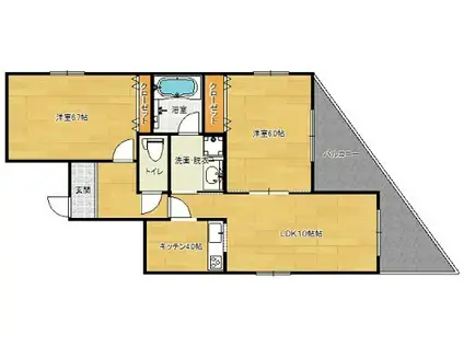 リヴェール中川(2LDK/2階)の間取り写真