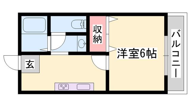 ＪＲ山陽本線 姫路駅 バス乗車時間：25分 最寄りバス停で下車 徒歩5分 2階建 築31年(1K/2階)の間取り写真