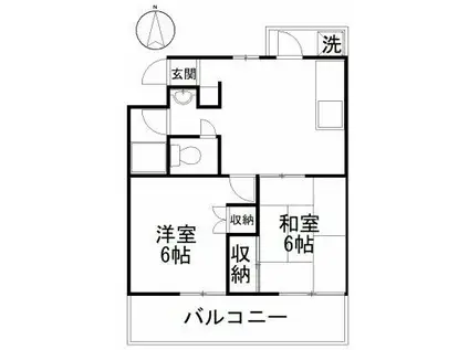 ヒルズ司I号館(2DK/3階)の間取り写真
