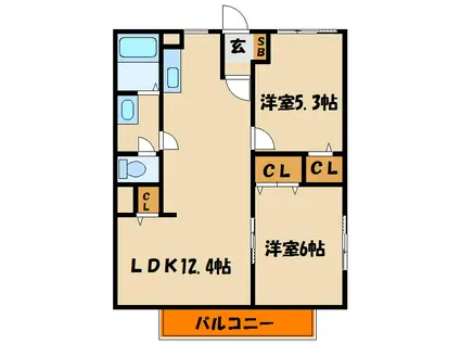 ガーデハウス(2LDK/1階)の間取り写真