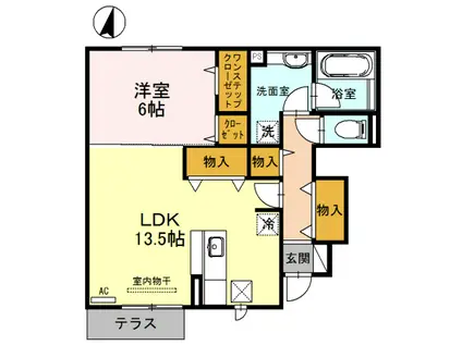 ソシア B(1LDK/1階)の間取り写真