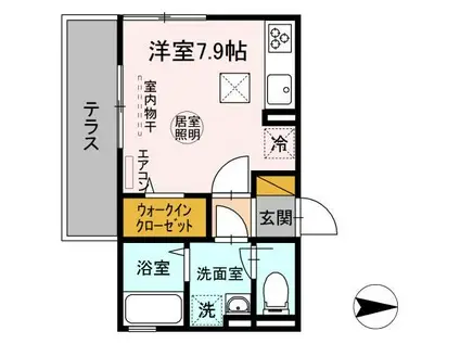 アセットさち(ワンルーム/1階)の間取り写真