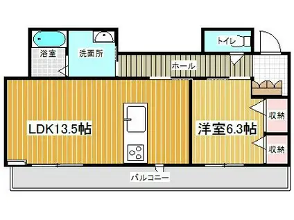 仙台空港鉄道 美田園駅 徒歩3分 3階建 築11年(1LDK/3階)の間取り写真
