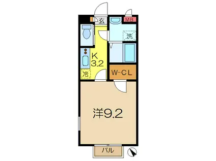 セードル(1K/2階)の間取り写真