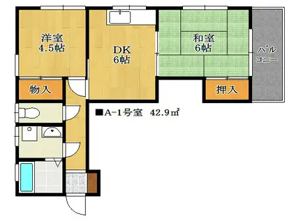 フラッツ小坂(2DK/1階)の間取り写真