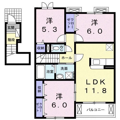リバーサイド無限∞ II(3LDK/2階)の間取り写真